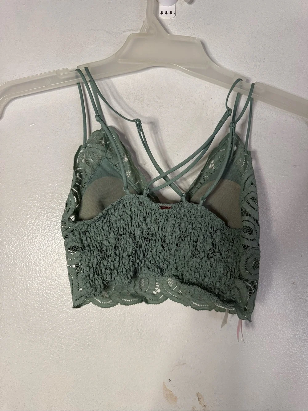 Green Lace Bralette with Double Spaghetti Straps